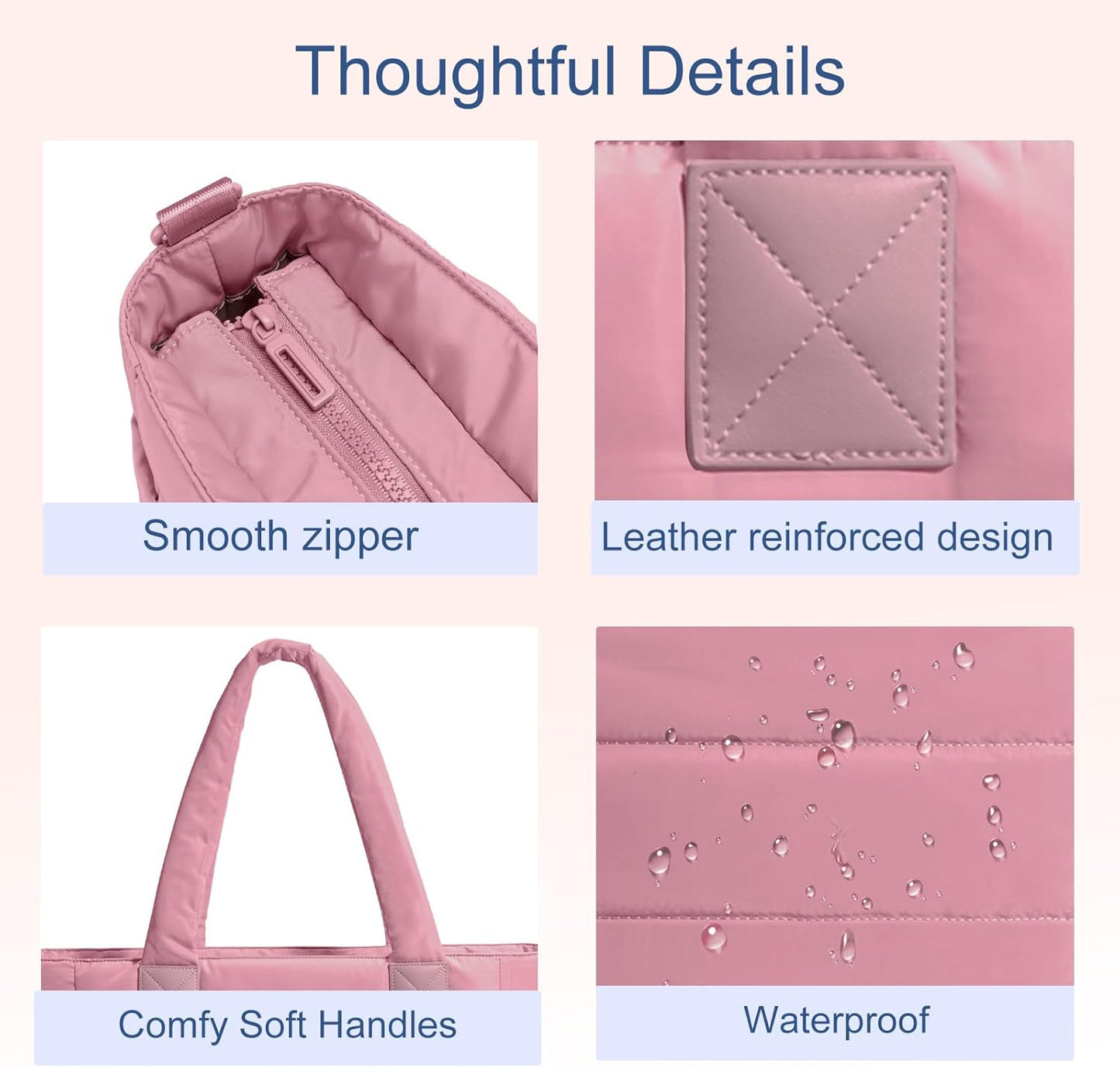 Tote Bag for Women Puffer Tote Bag Large Nurse Bags Shoulder Handbag with Zipper for Work Travel