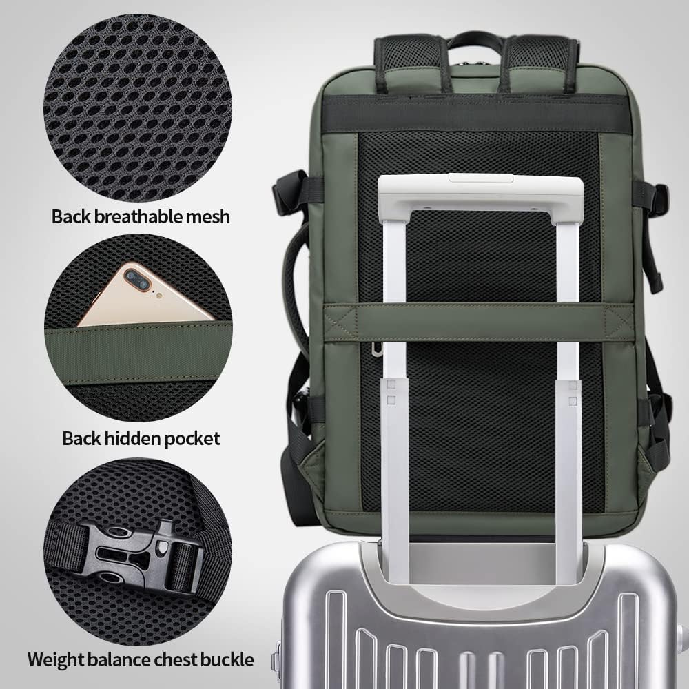 BANGE Carry-on Backpack, 45L Expandable Travel Backpacks,Weekend Backpack Briefcase,Waterproof