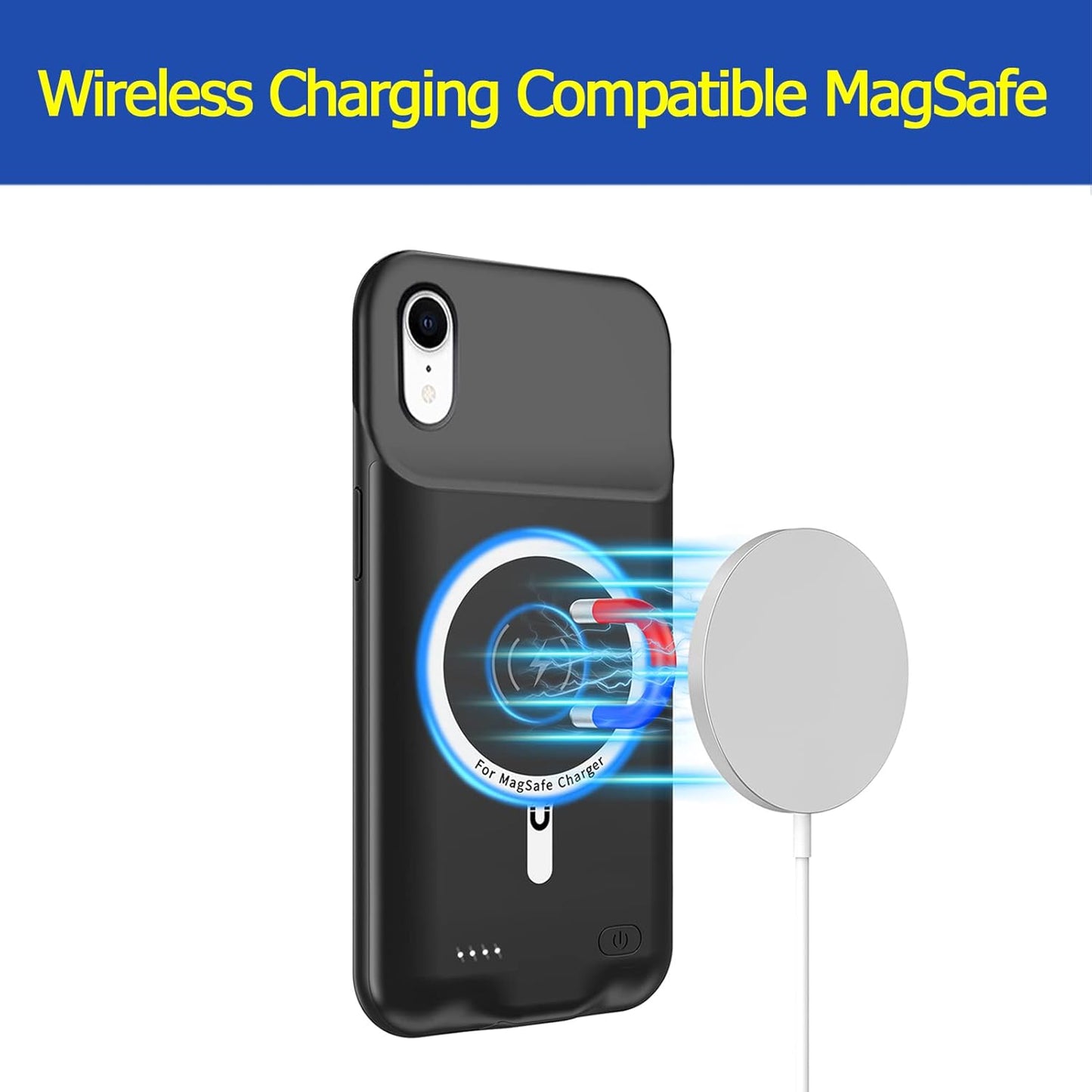 Battery Case for iPhone XR, Enhanced 10000mAh Portable Protective Smart Wireless Charging Case Support Carplay Compatible with iPhone XR (6.1 inch) Rechargeable Extended Battery Charger Case (Black)