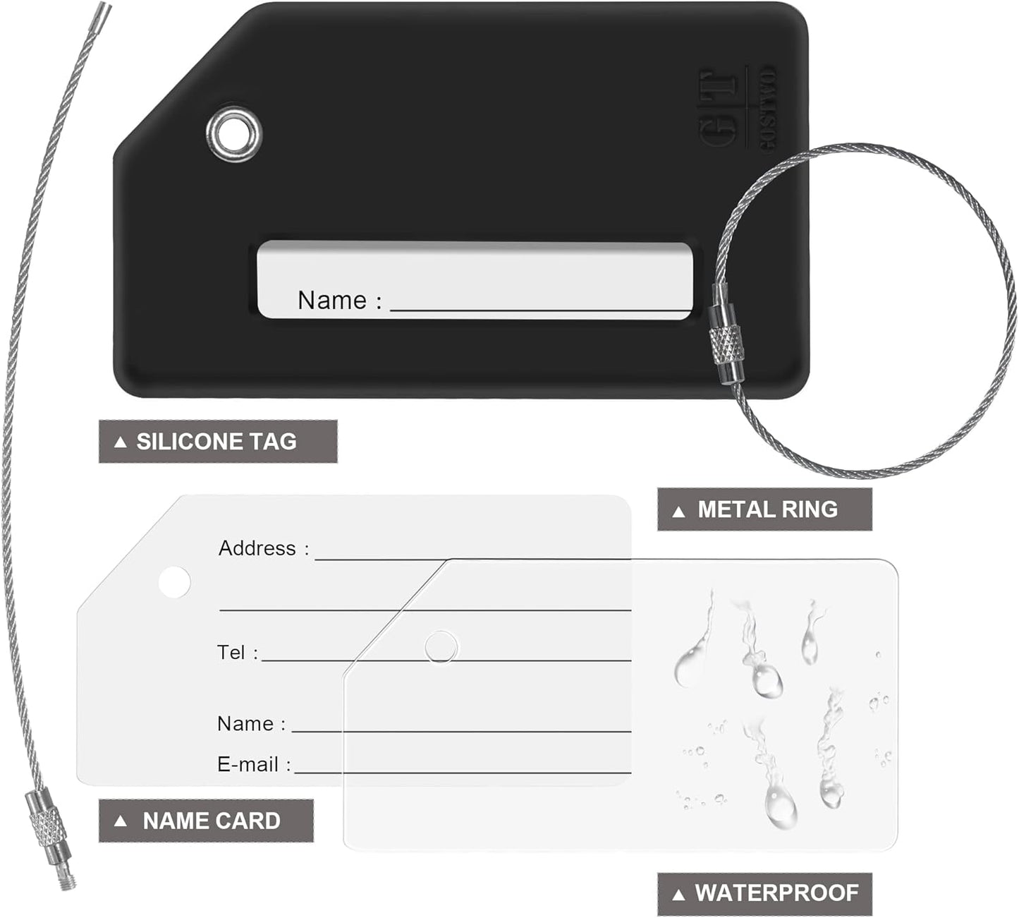 Gostwo 2 Pack Silicone Luggage Tags for Suitcases, 26 Initial Letter Baggage Labels Handbag School