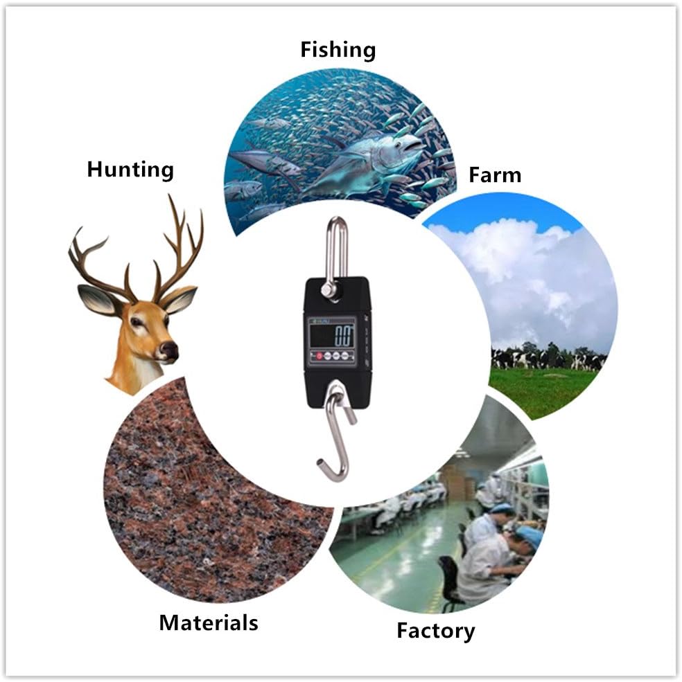 Klau Digital Fish Scale High Precision Sensor 300 kg / 600 lb Industrial Crane Scale Hanging Scales Black for Home Farm Hunting
