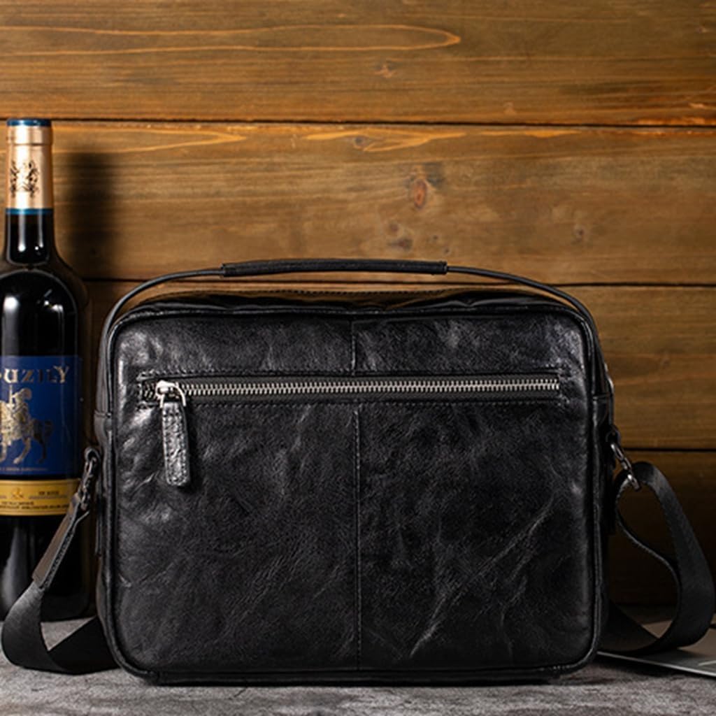 Genuine Leather Sling Bag for Men Adjustable Strap Vintage Anti-Theft Crossbody Messenger Shoulder Bag