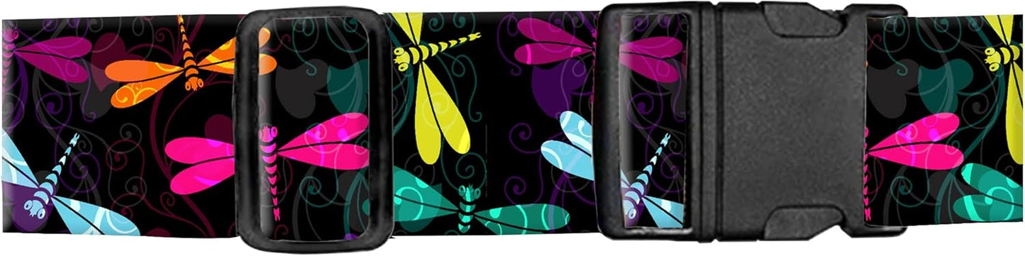 Luggage Straps for Suitcases, Adjustable Travel Belt, Durable Wide Luggage Strap, Cute Suitcase Strap Identifiers with Buckle, Bag Straps for Luggage, Colorful Dragonfly