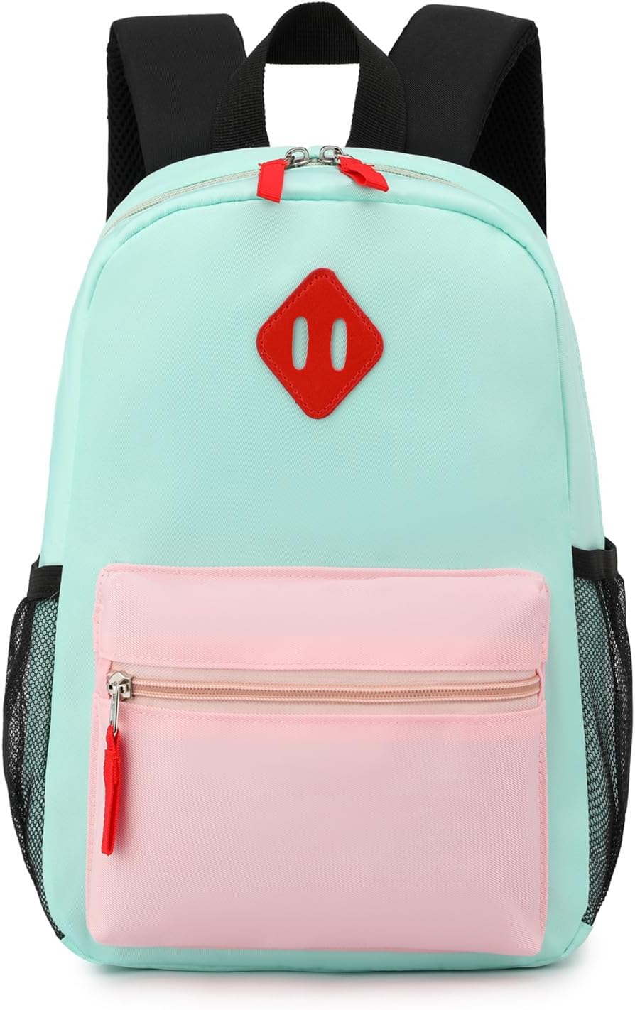 Toddler Backpack, Preschool Backpack for Kids Boys and Girls Kindergarten Preschool Bookbag with Chest Buckle 3-6 Years (Pink Green, Medium-15"H)