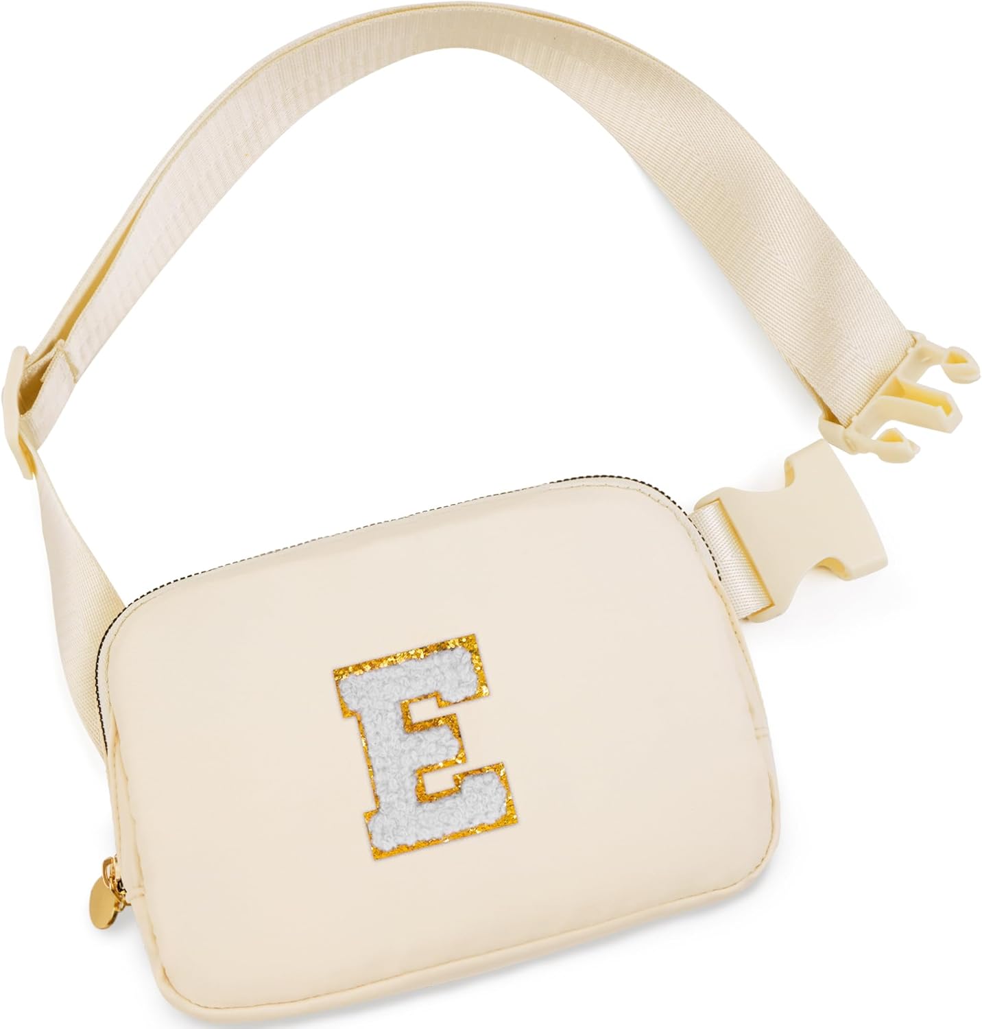 Belt Bag Fanny Pack Crossbody Bags with Initials Cute Stuff Birthday Gifts for Teenager Girls Trendy Stuff for Teens - White E,Khaki Bag