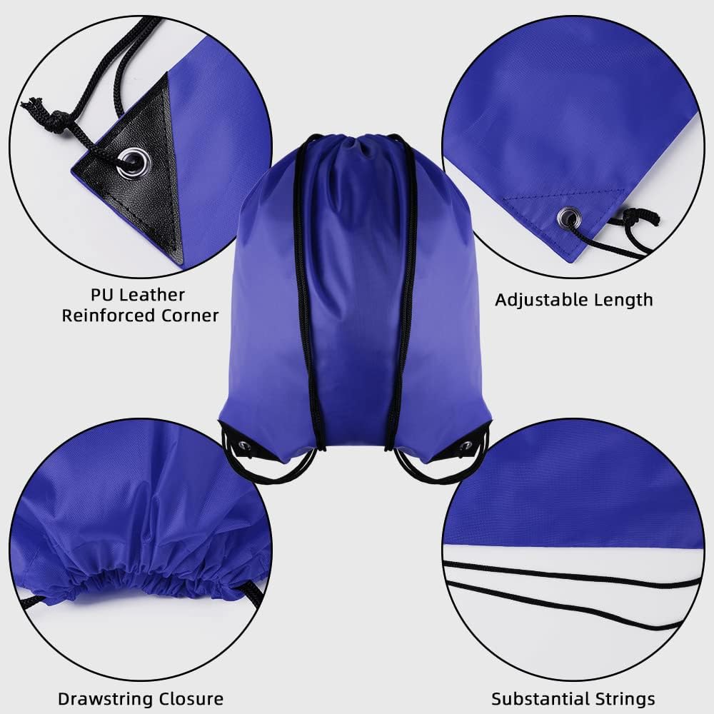 GoodtoU Drawstring Bags Bulk, 60 Pcs Draw String Bags Cinch Bag Drawstring Gym Bag Sackpack Backpack for Women Men, Blue