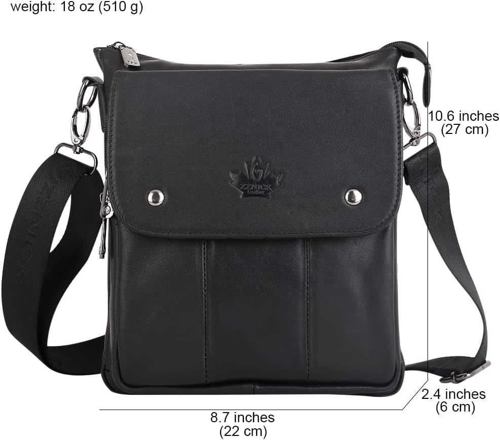 Genuine Leather Messenger Bag, Sling Bag Crossbody Shoulder Bags for Travel Work Business
