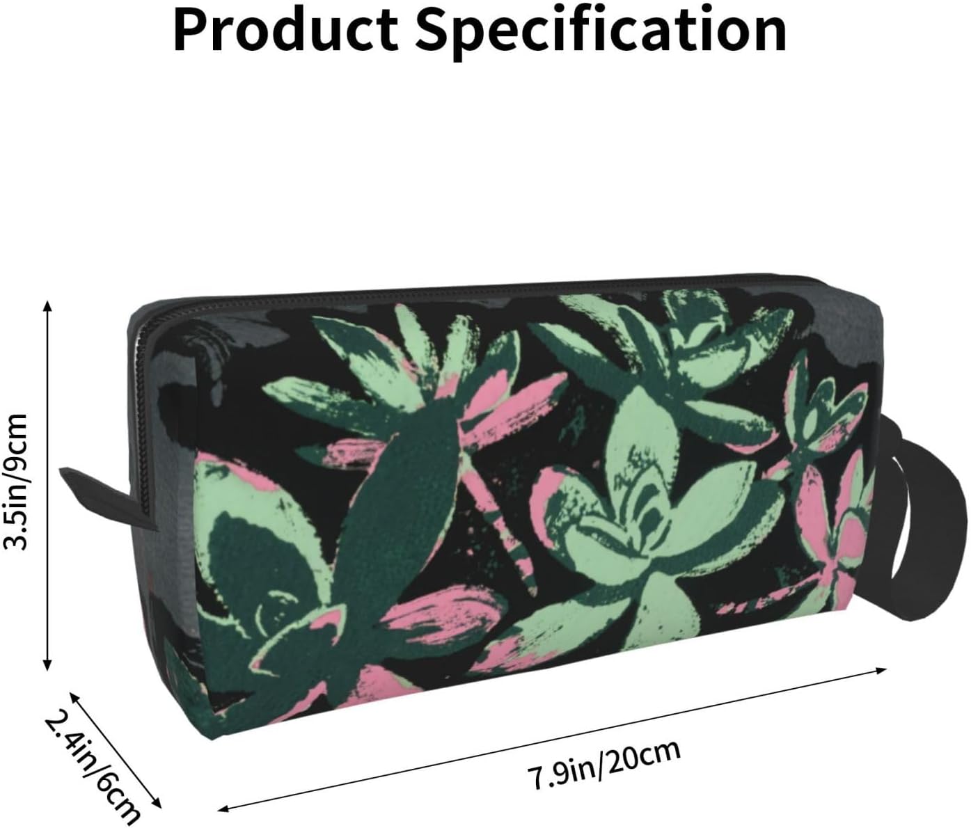 Green & Pink Succulents Makeup Bag Small Compact & Durable Travel Cosmetic Bag Organizer Oxford Fabric Impact-Resistant Multi-Purpose Storage Perfect for Travel, Gym, Daily Use