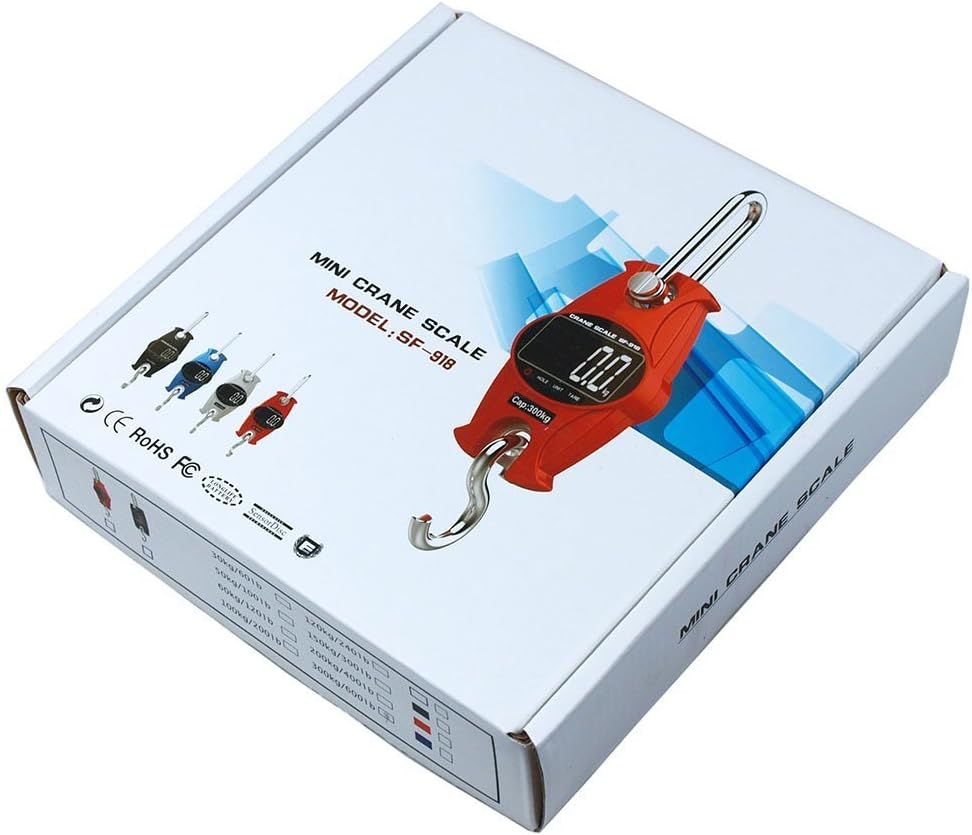 Klau Digital Hanging Scale High Precision Sensor 300 Kilogram / 600 Pound Industrial Crane Scale Silver for Farm Factory Hunting Outdoor