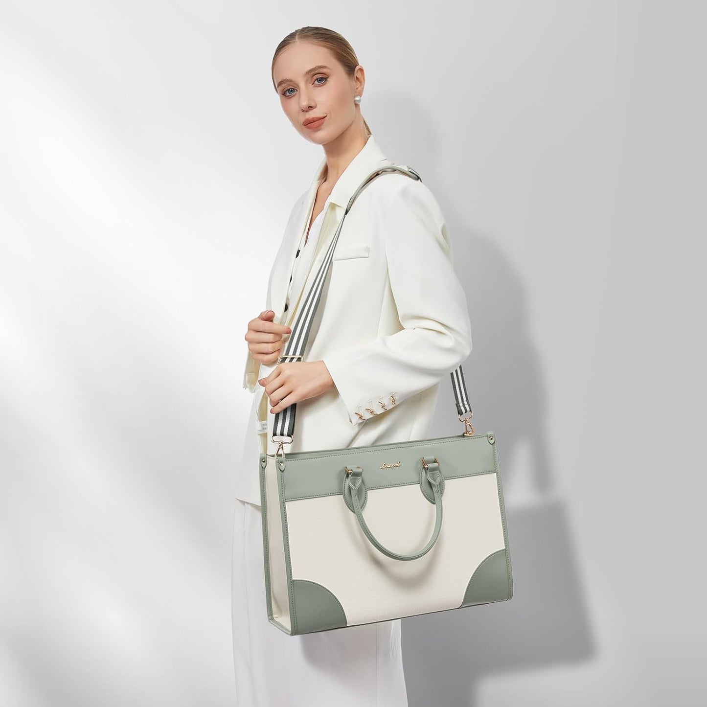 LOVEVOOK Laptop Bag for Women 15.6 lnch,Waterproof Laptops Tote Bags for Womens,Professional Work Bags for Women with Cup Holder,Large Laptop Purse Computer Briefcase Office Teacher Clutch Bag,2 PCS