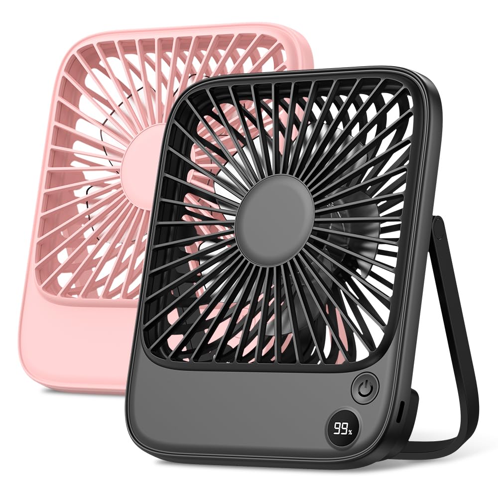 TOPK 2 Pack Portable Desk Fan 5000mAh, Quiet, Ultra-Thin