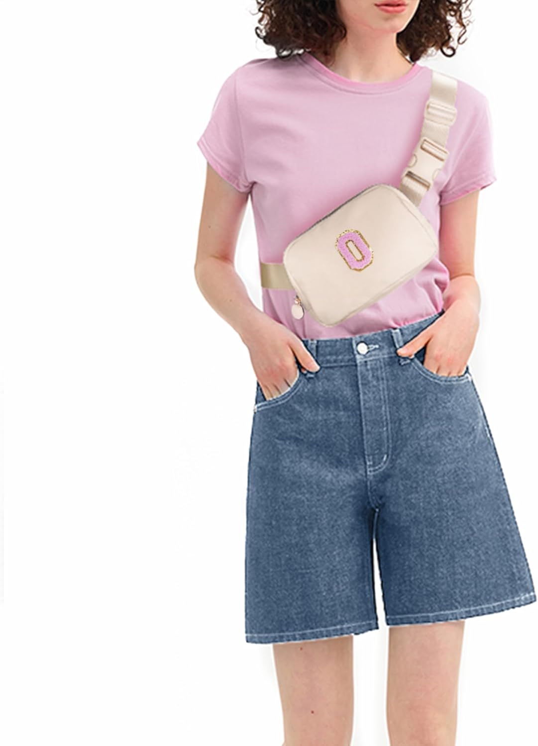 Personalized Belt Bag for Women Girls - Fashion Mini Waist Packs with Adjustable Strap - Trendy Travel Fanny Pack Crossbody Bags with Initial Letter - Teen Gifts | Cream,O