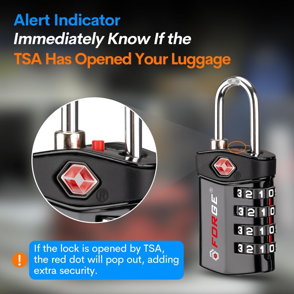 Forge TSA Approved Luggage Locks for Air Travel, Gym Lockers, School Lockers, Pelican Cases, Easy