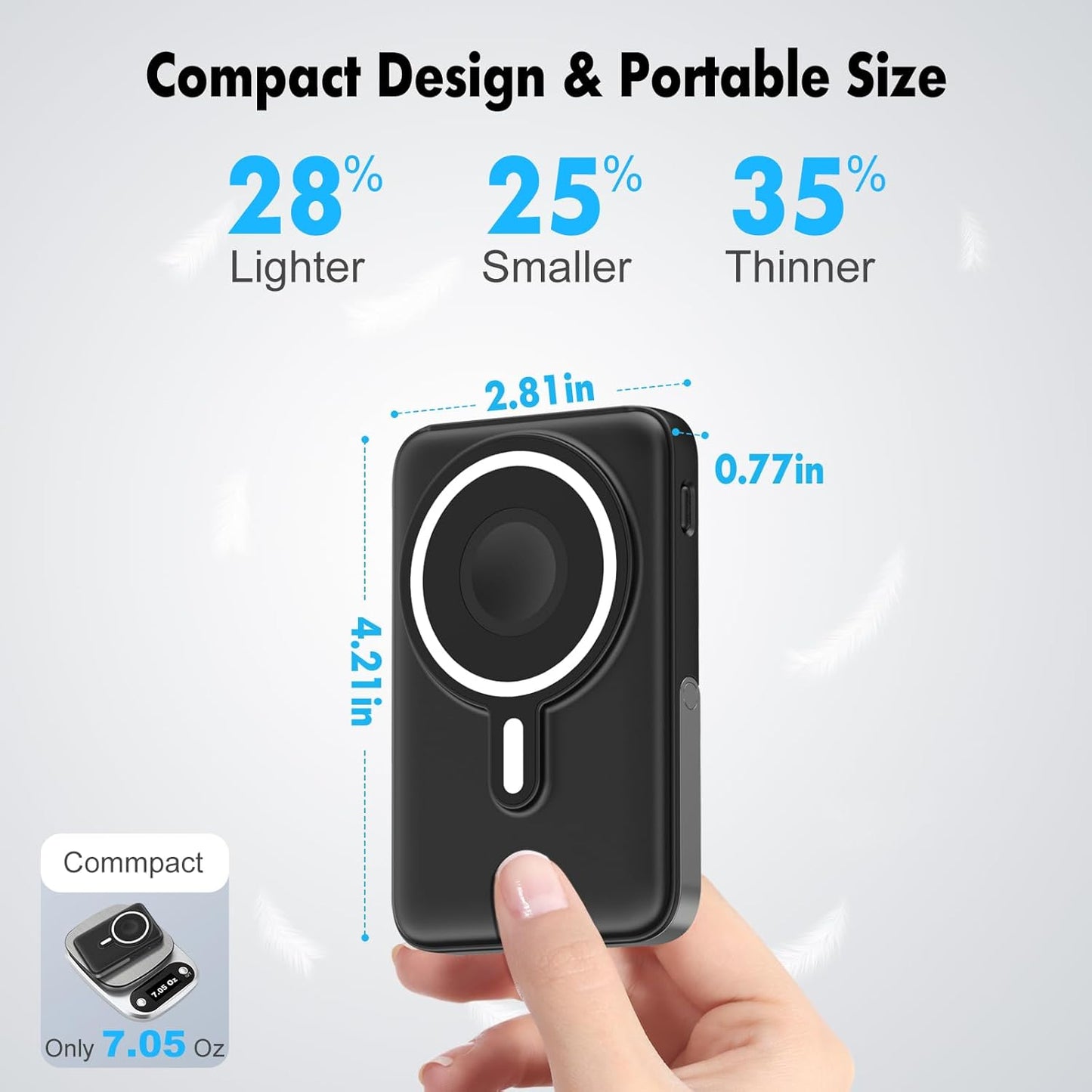 Wireless Portable Charger 10000mAh,3-in-1 Magnetic Power Bank with Built-in Cables LED Display,22.5W Fast Charging Mag-Safe Battery Pack for iPhone 15/14/13/12, Apple Watch Series, Airpods (Black)