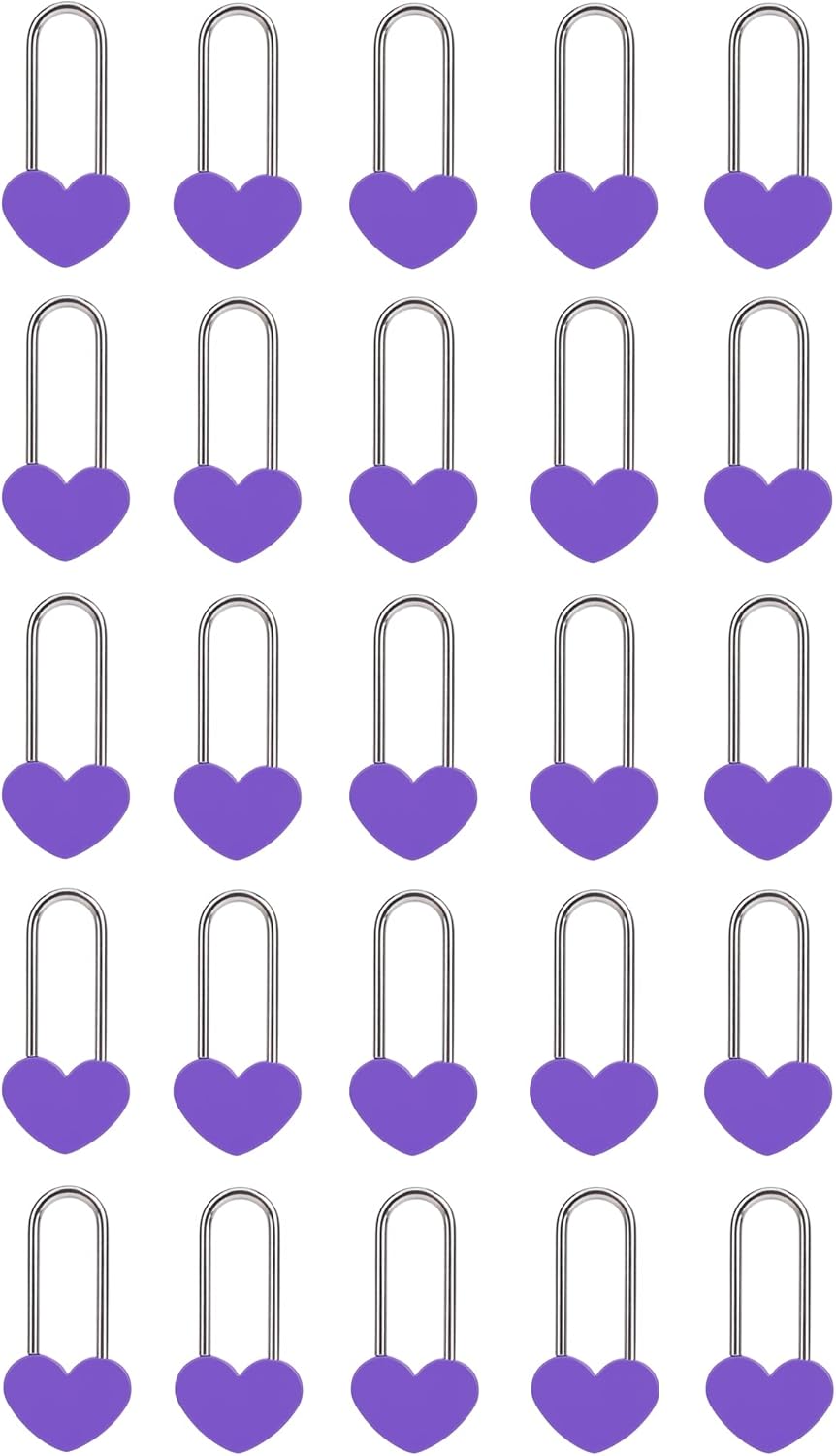 25 Pack Heart Shaped Love Lock Heart Padlock Heavy Weight Zinc Alloy Wish Lock for Couple Boyfriend Girlfriend Him & Her Love Bridge Padlock Valentine Lover Gift Purple(No Key)