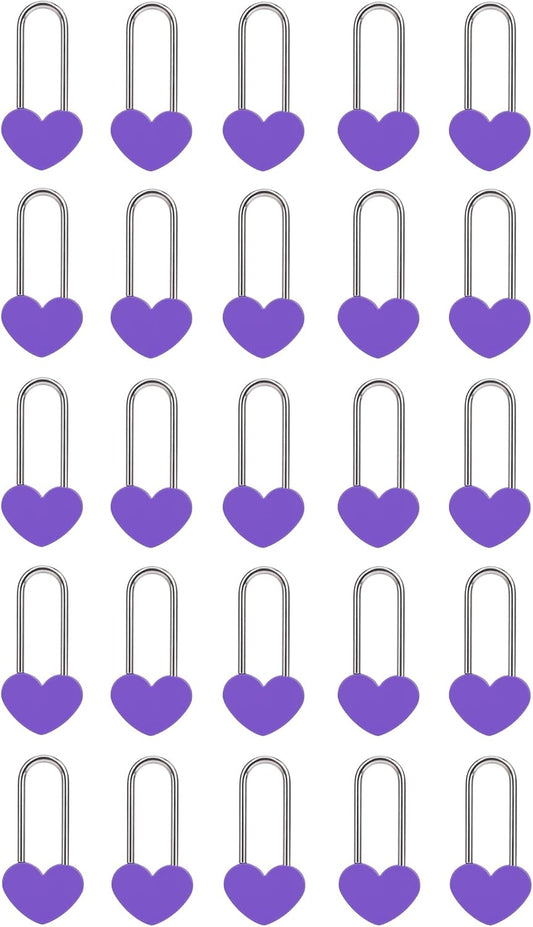 25 Pack Heart Shaped Love Lock Heart Padlock Heavy Weight Zinc Alloy Wish Lock for Couple Boyfriend Girlfriend Him & Her Love Bridge Padlock Valentine Lover Gift Purple(No Key)