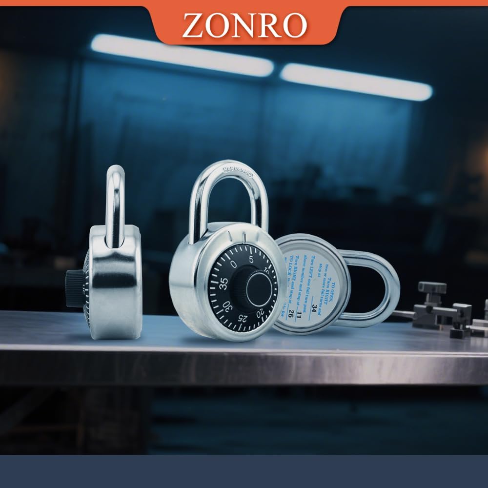 ZonRo Locks Combination Padlock, Fixed Dial Combination Padlock 8 Pack,3 Digit Code Standard Dial Combination, 2 in Wide. 3 in Height, Black Turntable, Lock for Gym & Locker, School, Toolbox