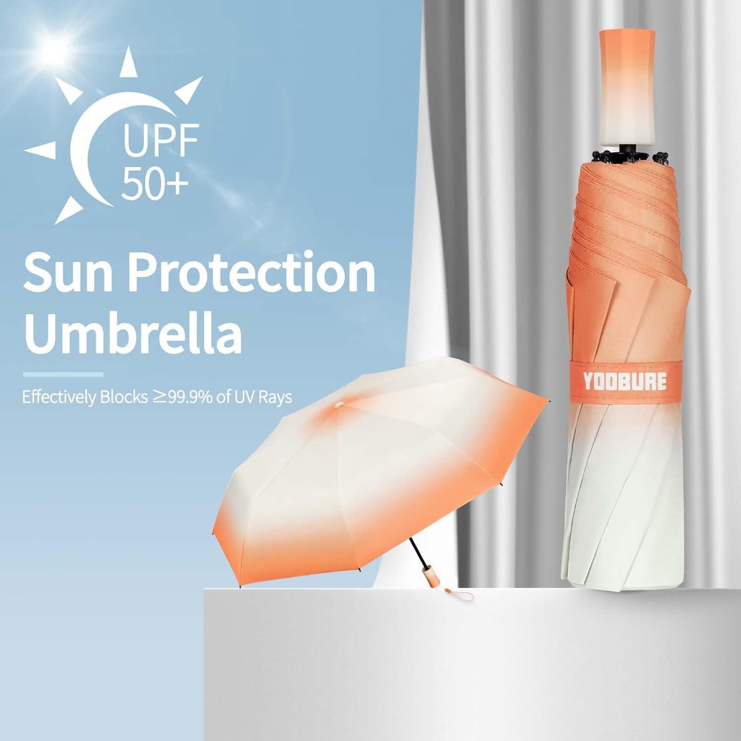 Yoobure Travel Umbrella Portable Compact Umbrellas, Pocket Mini for Purse, Umbrellas for UV Sun & Rain Small for Backpack, Umbrella with Case Folding for Kids Women