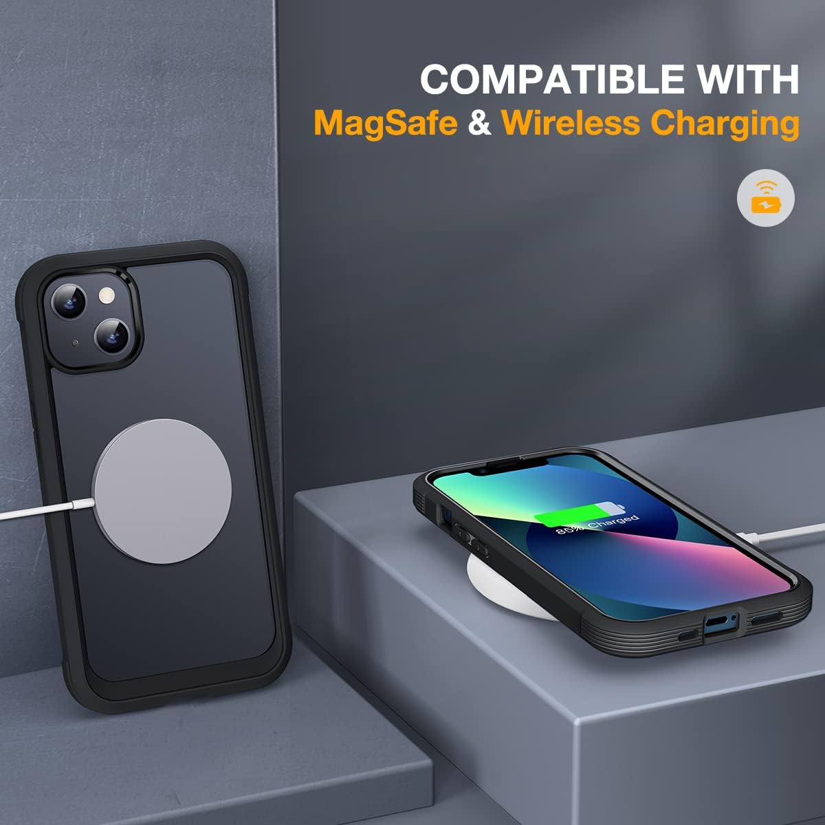 Miracase Compatible with iPhone 13 Mini case 5.4 inch, 2023 Upgrade Full-Body Glass Clear Case Bumper Case with Built-in 9H Tempered Glass Screen Protector for iPhone 13 Mini,Matte Black