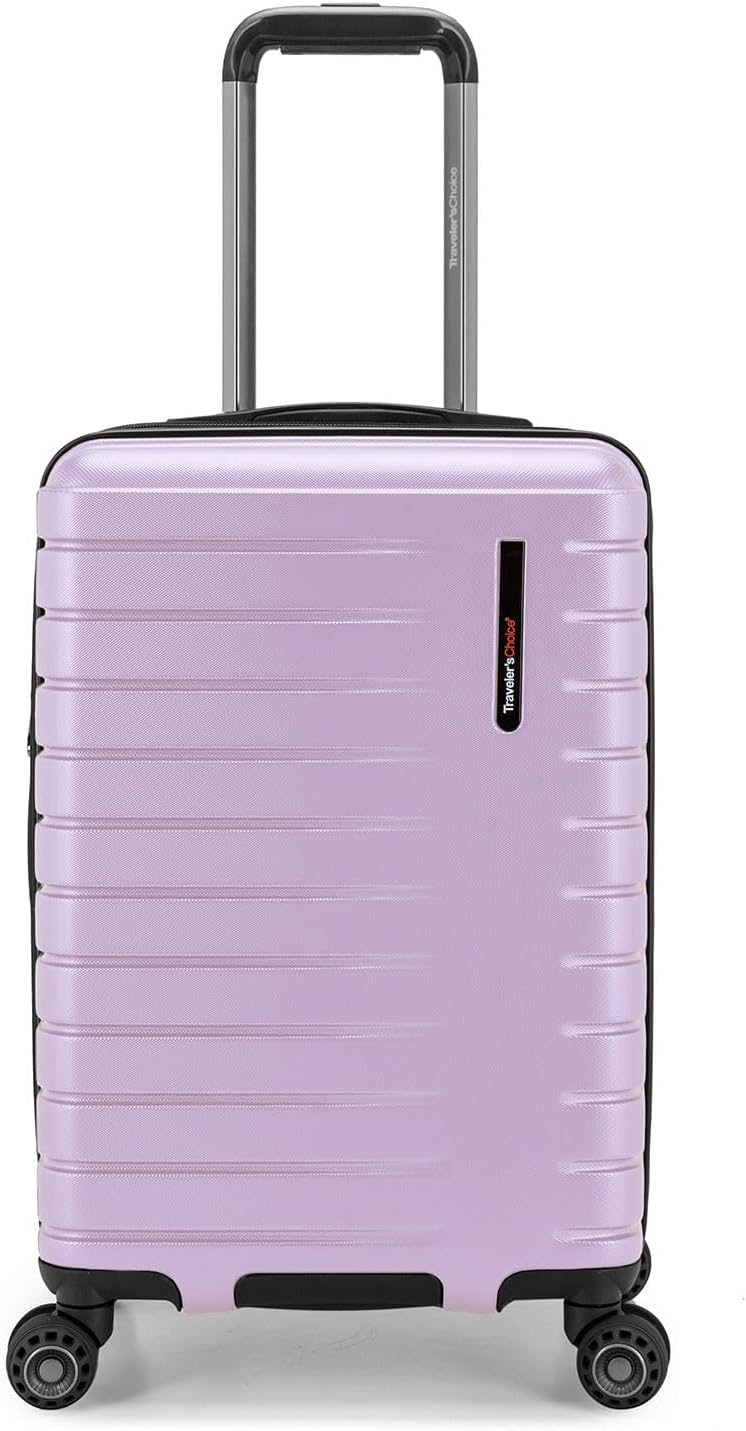 Traveler's Choice Archer Polycarbonate Hardside Spinner Luggage Set, Tie Down Straps, Purple, Carry-On 21-Inch