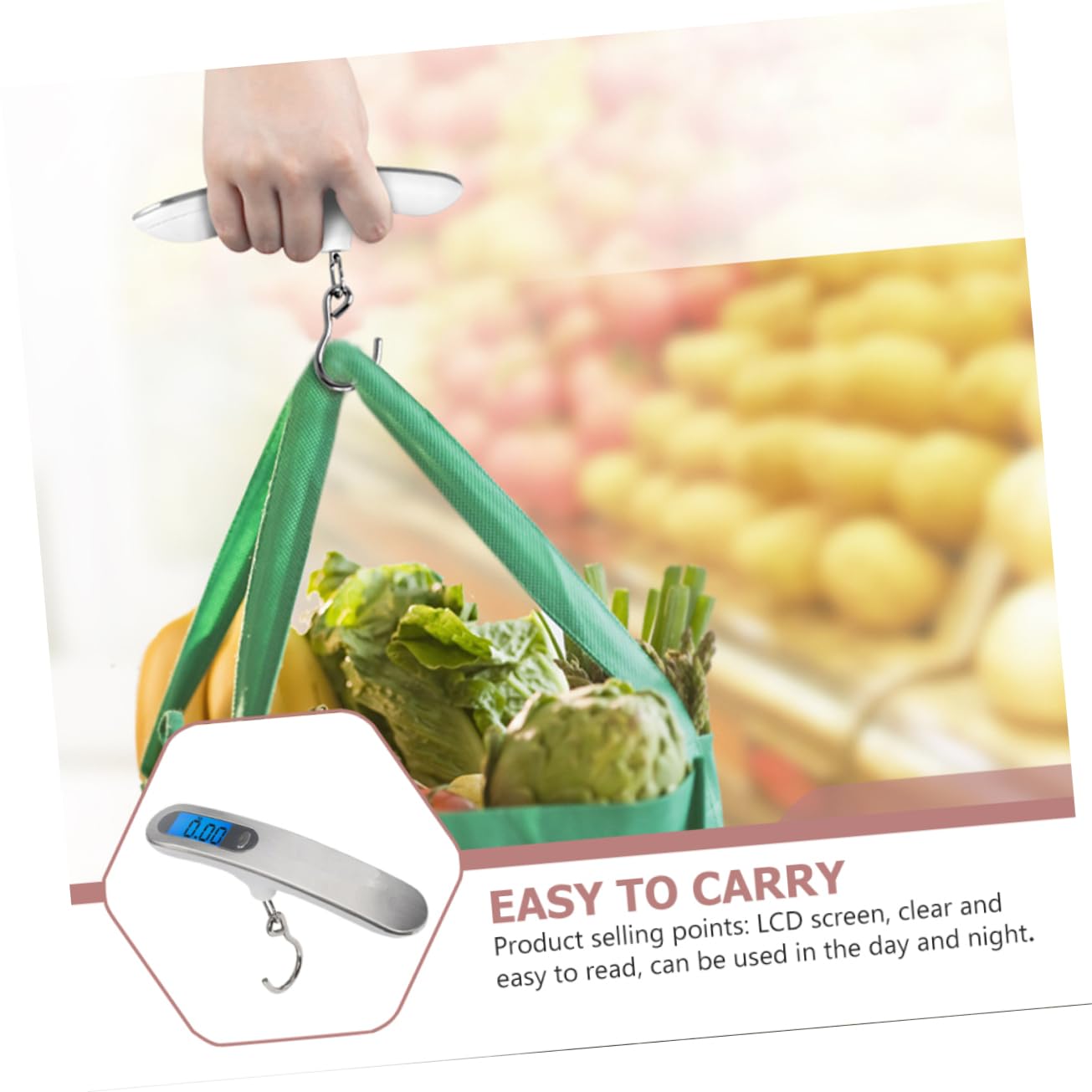 Portable Stainless Steel Digital Luggage Scale Adjustable Hook Weight Scale for Travel Compact for Luggage and Fishing Comfortable Handle