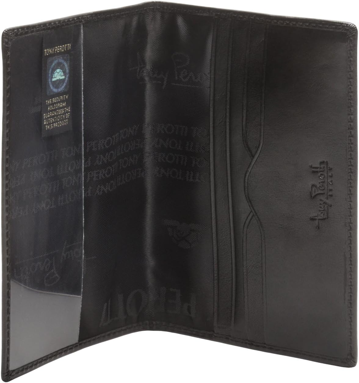 Tony Perotti Unisex Italian Bull Leather Passport Case Holder and Luggage Tag Combo Gift Set in Black
