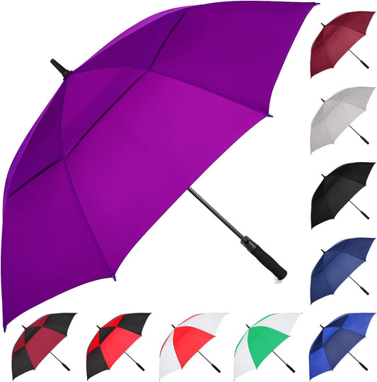 MRTLLOA Extra Large Golf Umbrella, 54/62/68/72 Inch Automatic Open, Oversize Double Canopy Vented Windproof Waterproof Sports Umbrellas for Rain