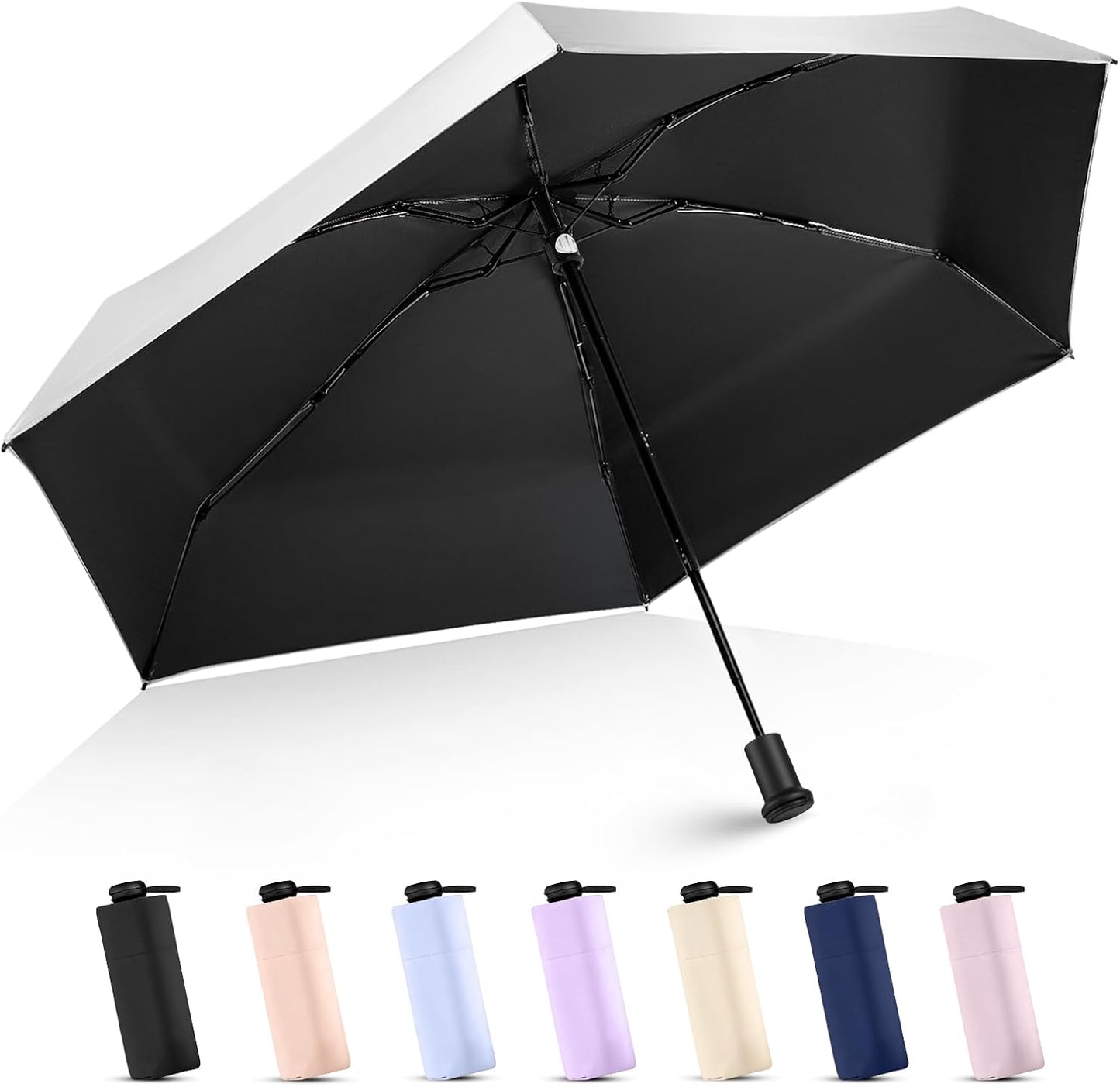 LEAGERA UPF 50+ Mini Umbrella for Travel - Compact Folding Sun Umbrella for Walking Summer Lightweight Purse Small Umbrellas for Women Girls