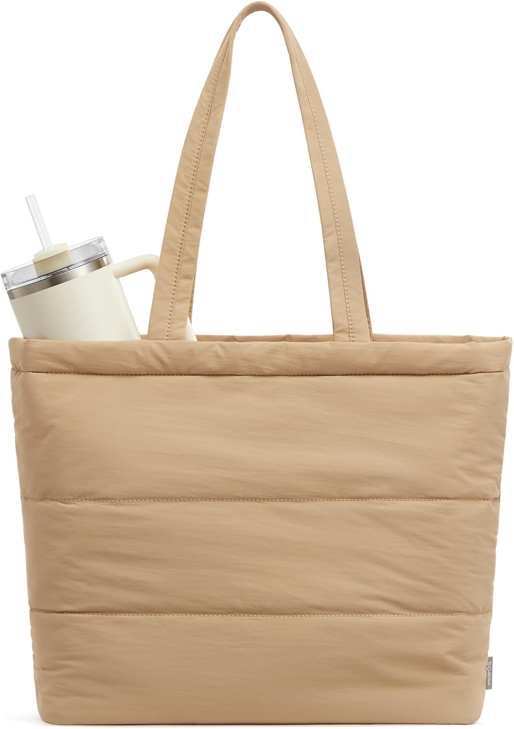 G4Free Tote Bag for Women, Puffer Casual Shoulder Bag with Cup Holder and Laptop Compartment for Travel, Work, Gym