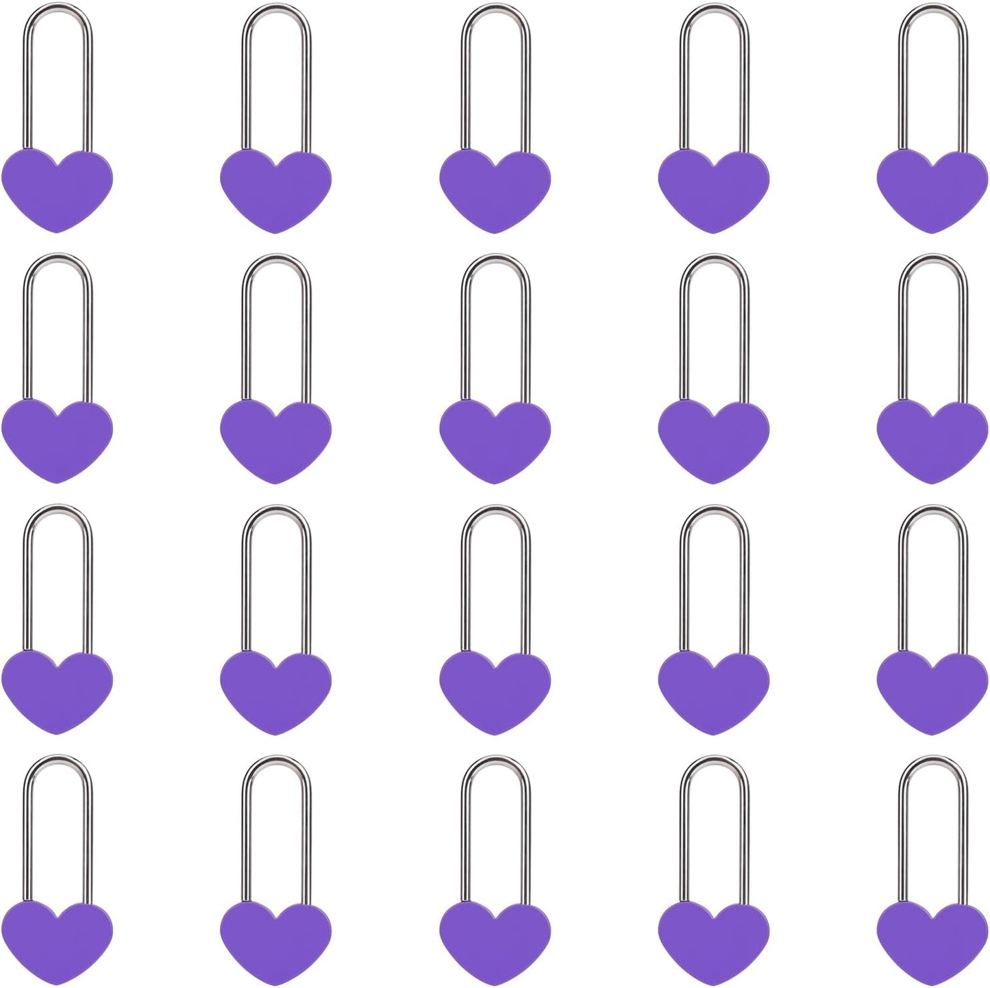 20PCS 3.5" 50mm Love Lock Heart Padlock,Purple Single Heart Wish Lock for Lovers Wedding,Valentines,Anniversary,Travel(NO Key)