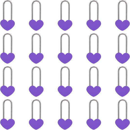 20PCS 3.5" 50mm Love Lock Heart Padlock,Purple Single Heart Wish Lock for Lovers Wedding,Valentines,Anniversary,Travel(NO Key)