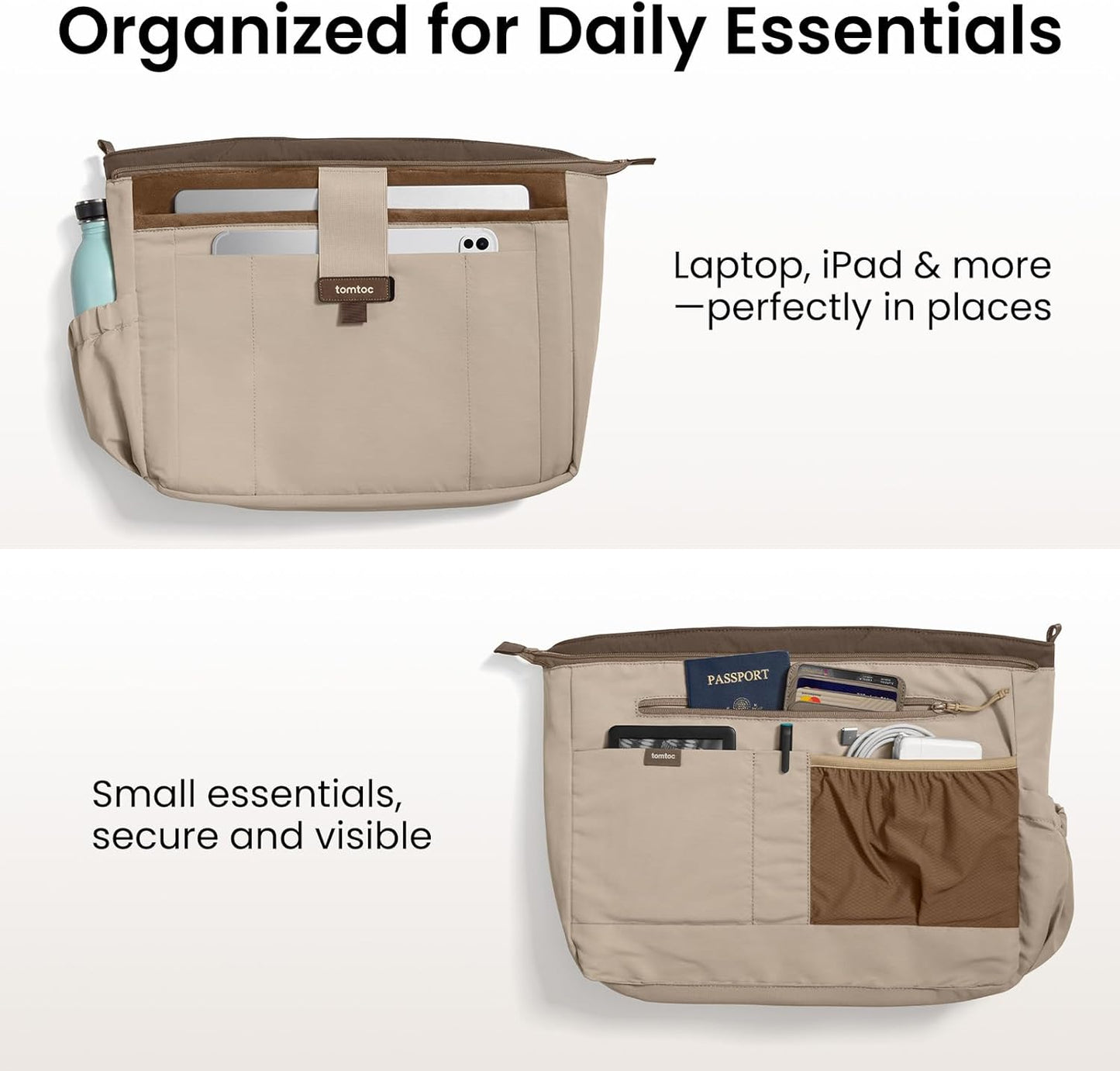 tomtoc 16-inch Puffy Laptop Tote Bag for Women 13.5L, Lightweight Puffer Work Tote with Padded Laptop Compartment for 15/16-inch MacBook, Large Capacity Tote Bag for Office, Business, Daily Essentials