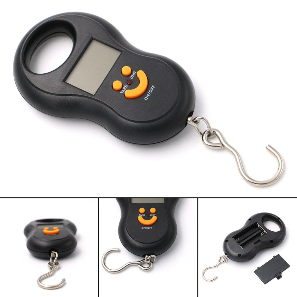 Pocket Portable 50kg/10g LCD Digital Scale Electronic Hand Held Hook Belt Luggage Hanging Scale Backlight Balance Weigting Random Color