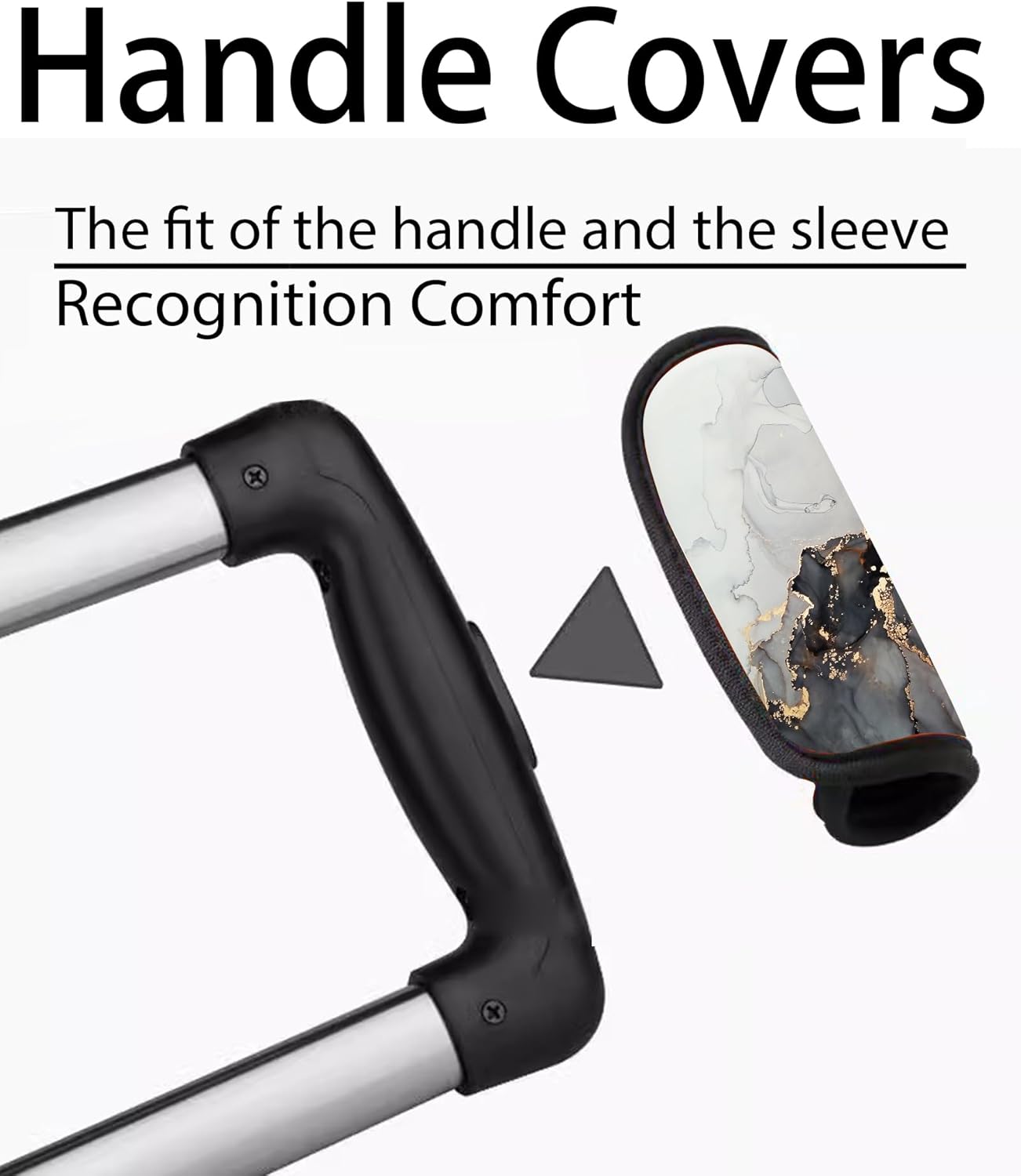 2 Pack Luggage Handle Wrap Travel Tags - Set of Luggage Tags for Suitcases, Identifiers, Marker, and Handle Covers - Cruise Accessories and Travel Gifts（Gold Black White Marble