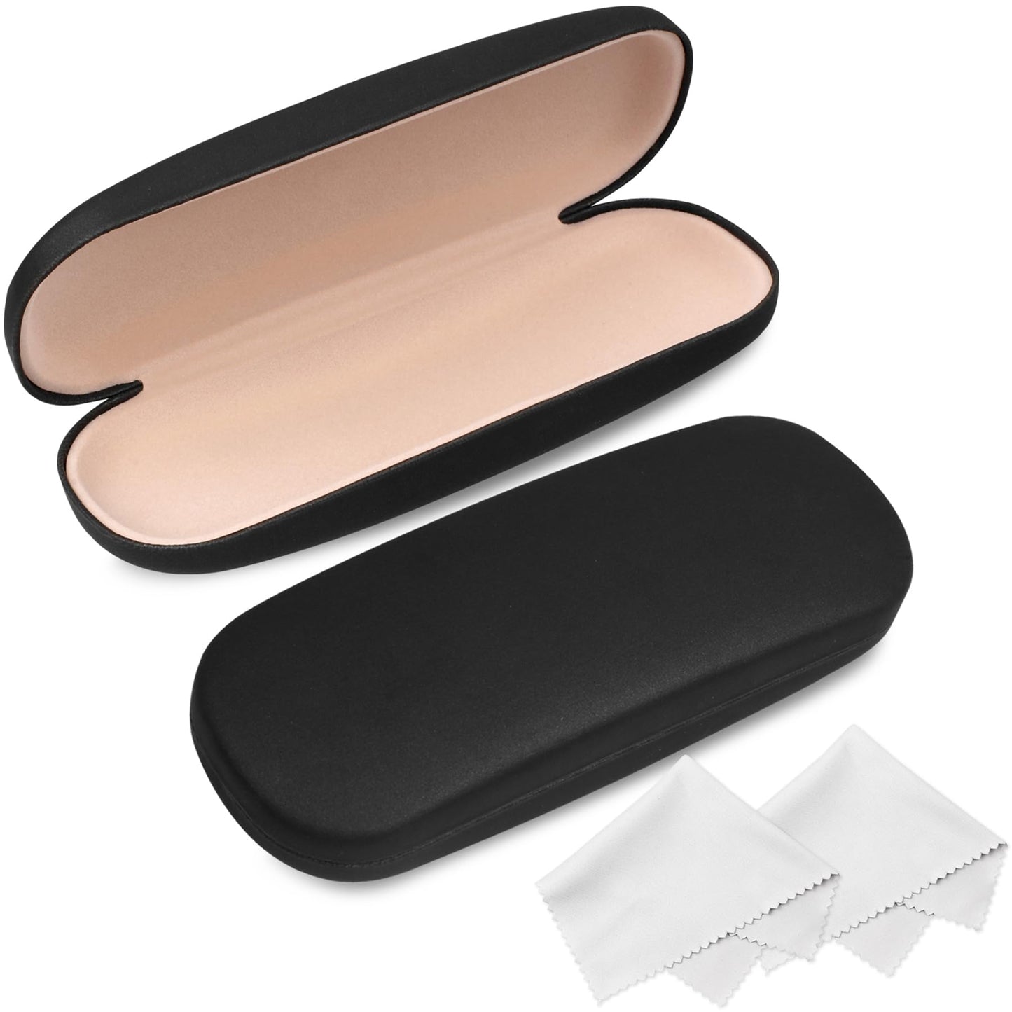Joyberg Glasses Case, 2 Pack Eyeglass Case with Cleaning Cloth, Glasses Case Hard Shell Fits Most