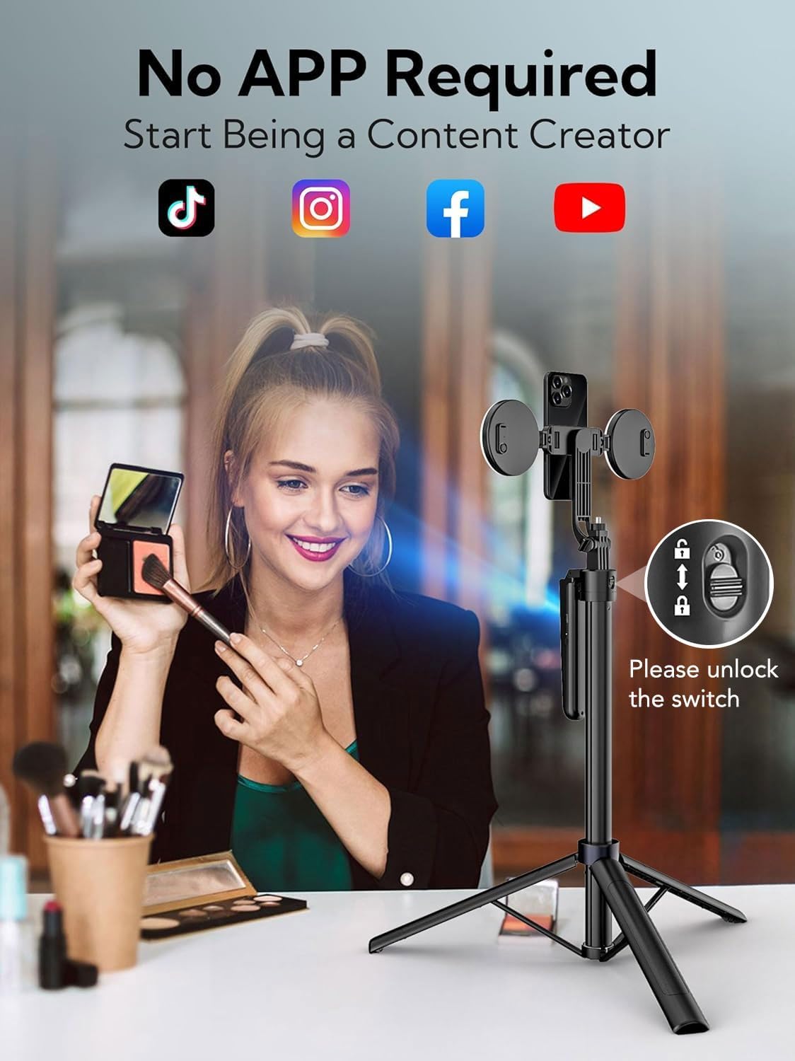 USKEYVISION Auto Face Tracking Tripod 360 Rotation,Phone Tripod for iPhone w/Fill Light,Selfie Stick for iPhone w/Remote Control,70” Phone Holder Video Recording for Content Creators TikTok(UTK-02)