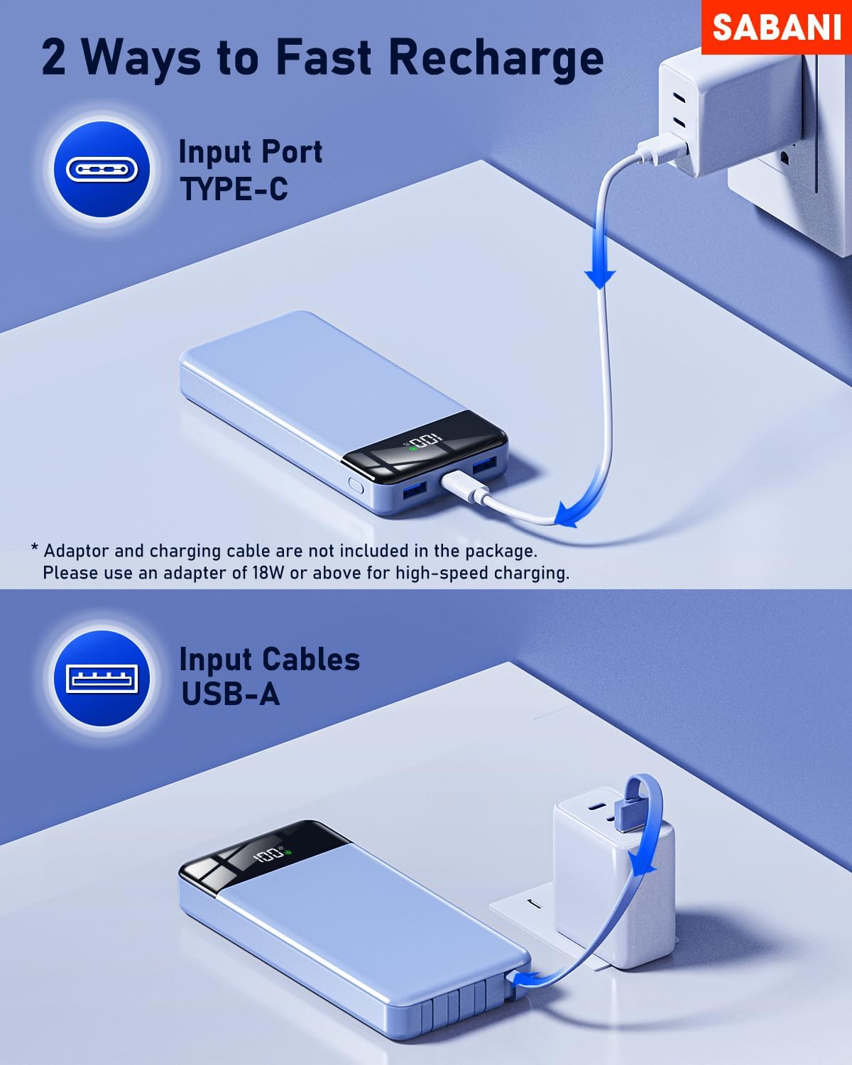 Portable Charger 35000mAh Power Bank - Portable Battery with 4 Built in Cables, 22.5W Fast Charging Battery Pack Compatible with iPhone 16 15 14 13 Samsung Android Phone etc