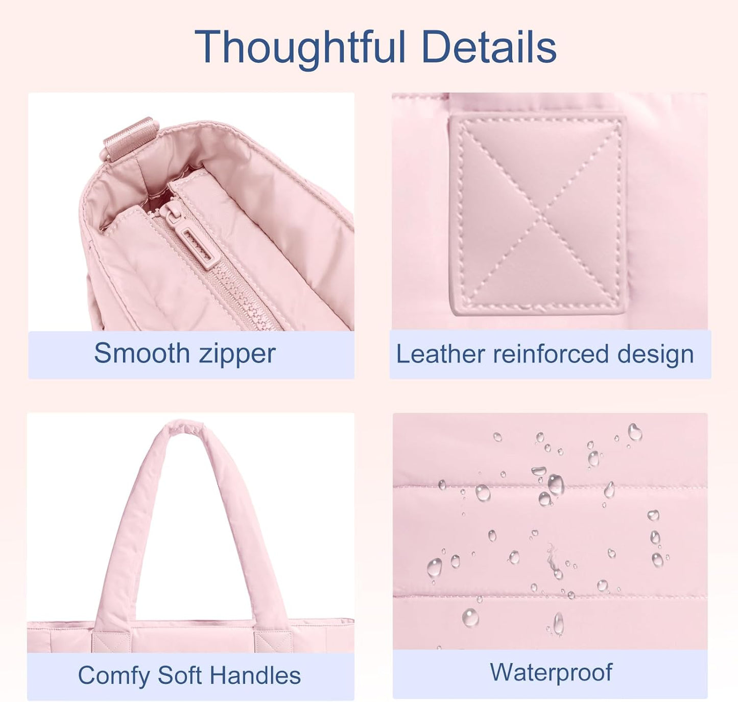 Tote Bag for Women Puffer Tote Bag Large Nurse Bags Shoulder Handbag with Zipper for Work Travel