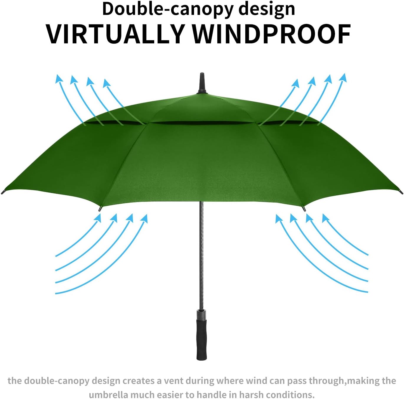 MRTLLOA Extra Large Golf Umbrella, 54/62/68/72 Inch Automatic Open, Oversize Double Canopy Vented Windproof Waterproof Sports Umbrellas for Rain
