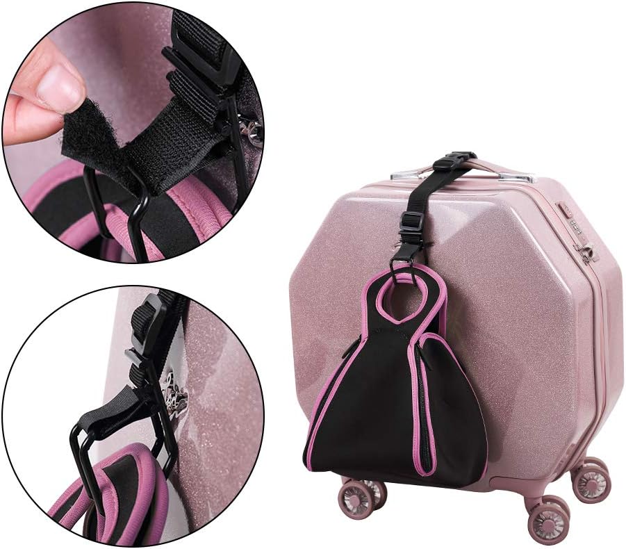 J Hook Luggage Strap Add a Bag Hook Hanger Strap, Adjustable attaches Briefcase Together (Black-Normal Size)