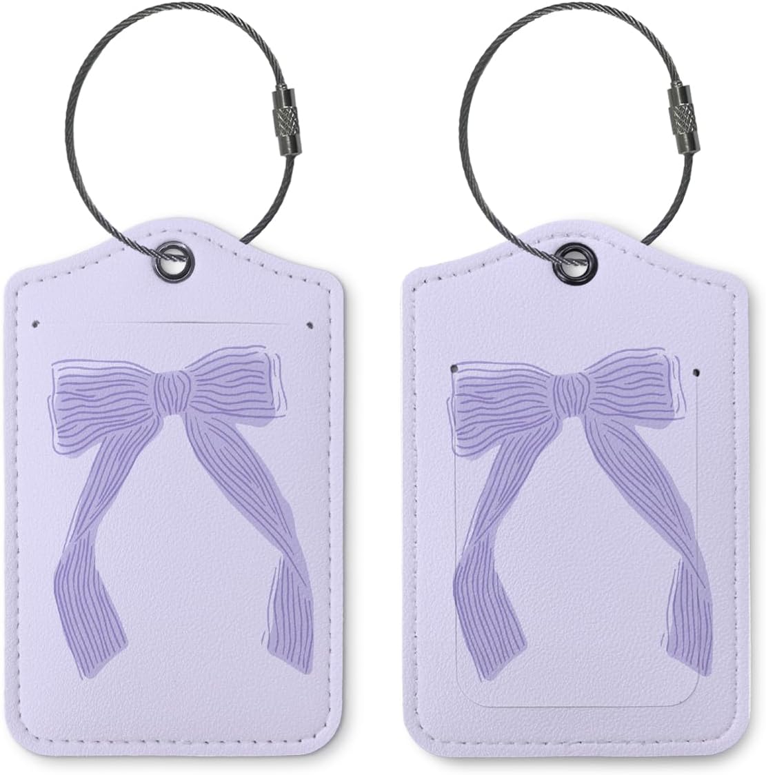 Coquette Purple Bow Luggage Tags for Suitcases, Purple Bow Cute Bag Travel Tags for Luggage for Women, Trendy 2 Pack Luggage Tag for Travel,Teen Girls Gifts Suitcase Tags