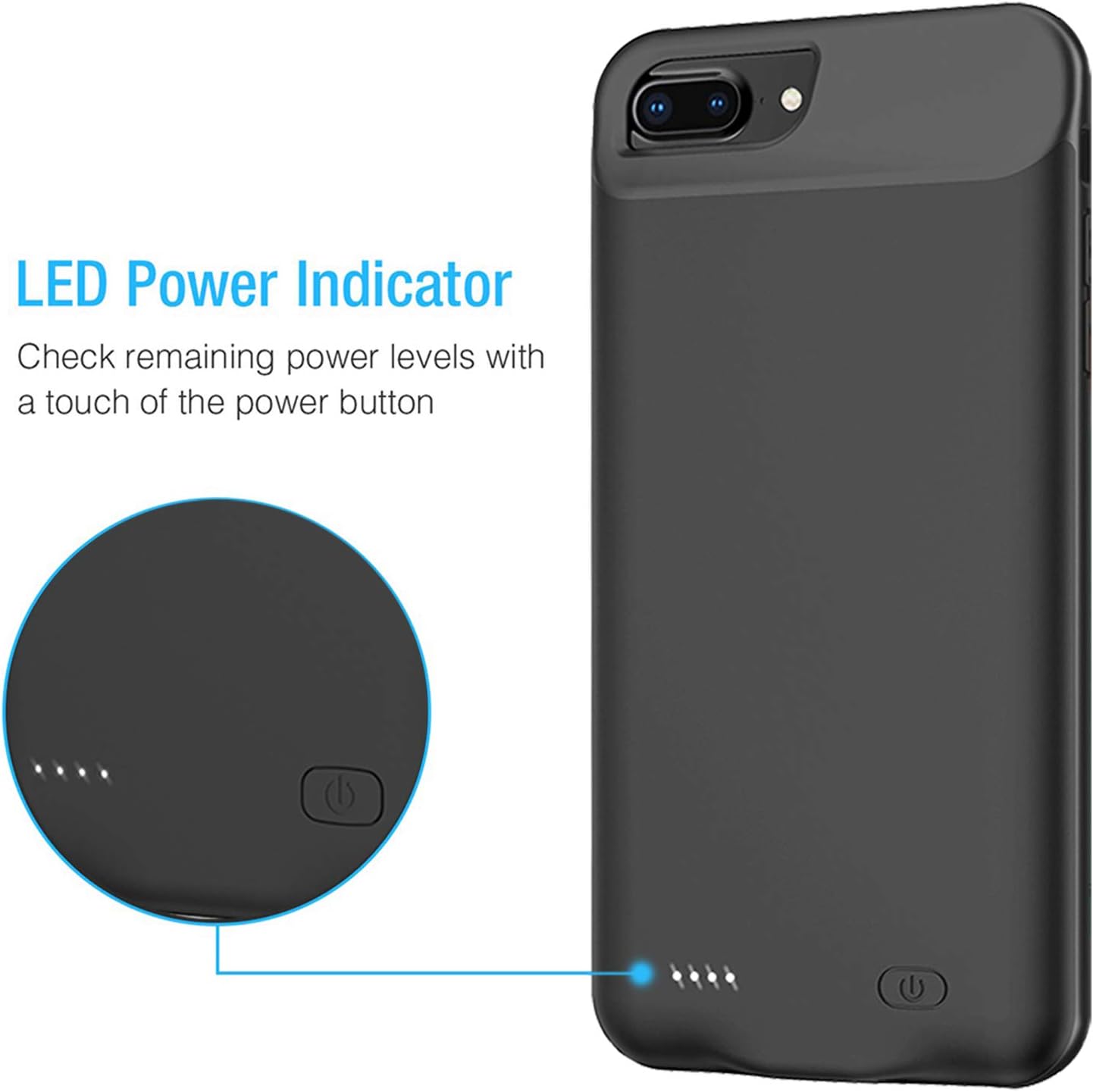 Battery Case for iPhone 8 Plus/7 Plus/6 Plus/6s Plus,10000mAh Protective Portable Charging Case Rechargeable Extended Battery Pack Compatible with iPhone 8 Plus/7 Plus/6 Plus/6s Plus (5.5 inch) Black