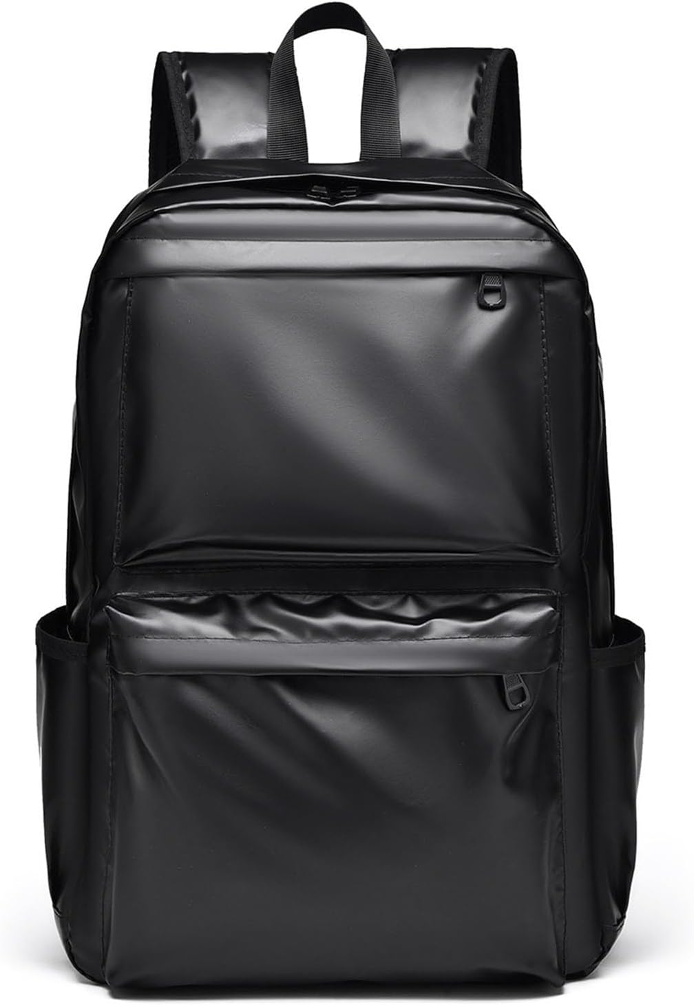 Mens Leather Laptop Backpack,16.1 inch Laptop Bag, Waterproof Business Travel Hiking Daypack Backpack (Black)