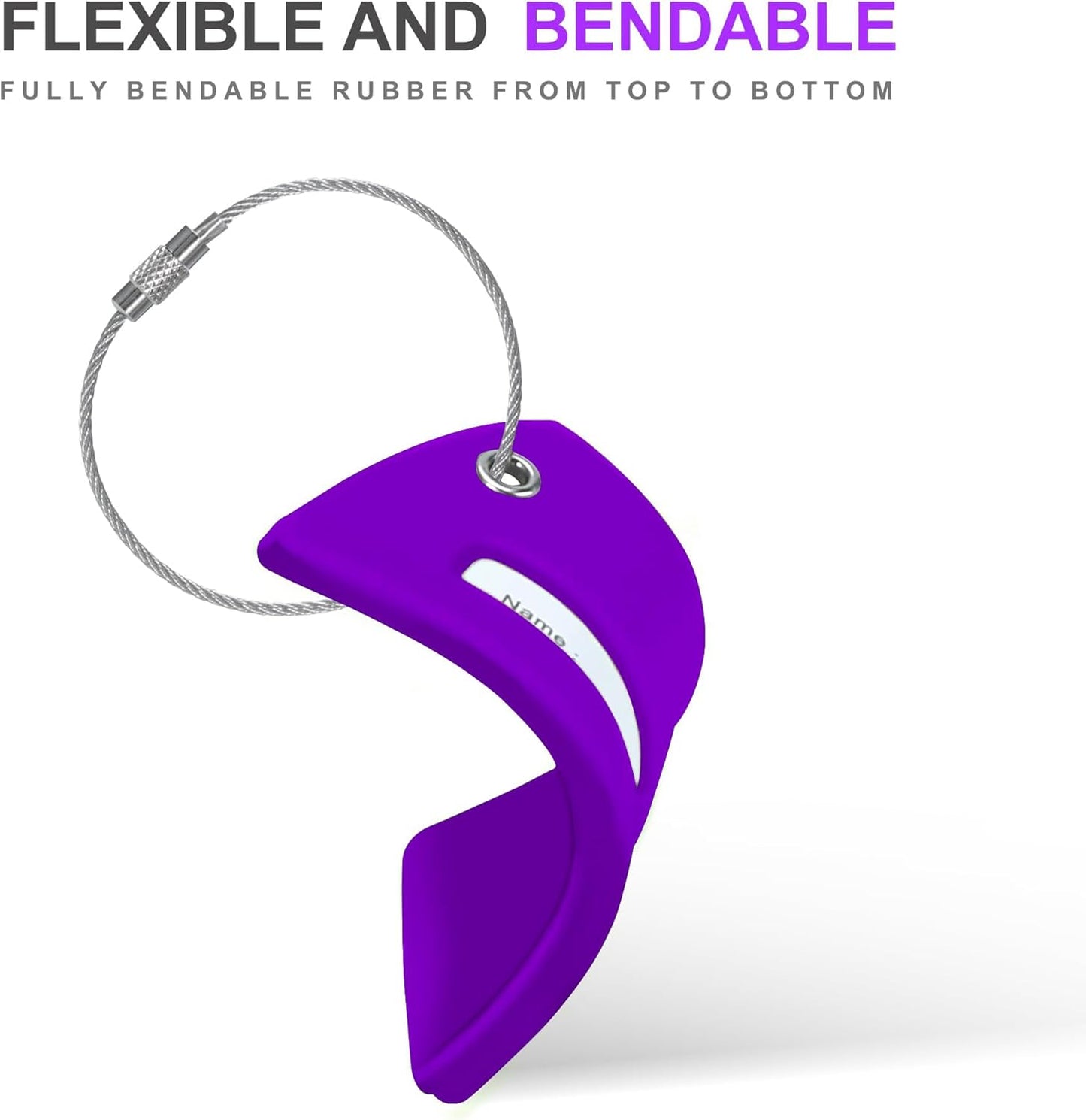 Gostwo 2 Pack Silicone Luggage Tags for Suitcases, 26 Initial Letter Baggage Labels Handbag School Bag Suitcase Instrument Tag with Stainless Steel Loop(Purple) (Letter L)