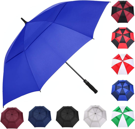 MRTLLOA Extra Large Golf Umbrella, 54/62/68/72 Inch Automatic Open, Oversize Double Canopy Vented Windproof Waterproof Sports Umbrellas for Rain