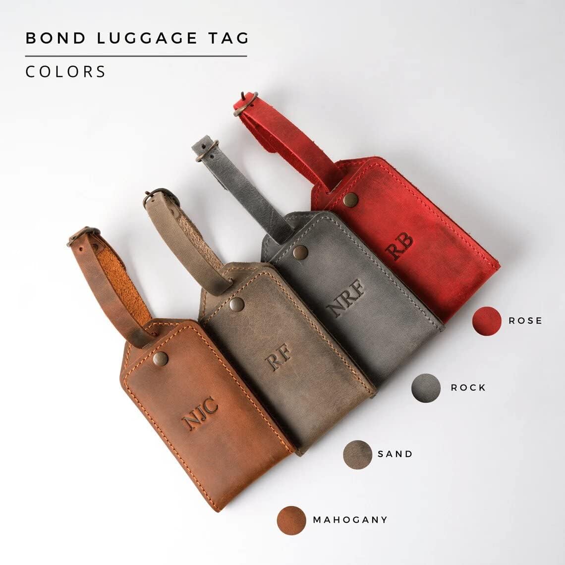 PEGAI 100% Soft Touch Rustic Leather Luggage ID Tag, Secure With Snap Closure and Easy Attachment to Suitcase, Backpack, Handbag, Handmade Travel Accessories Luggage Tags (Rose Red)