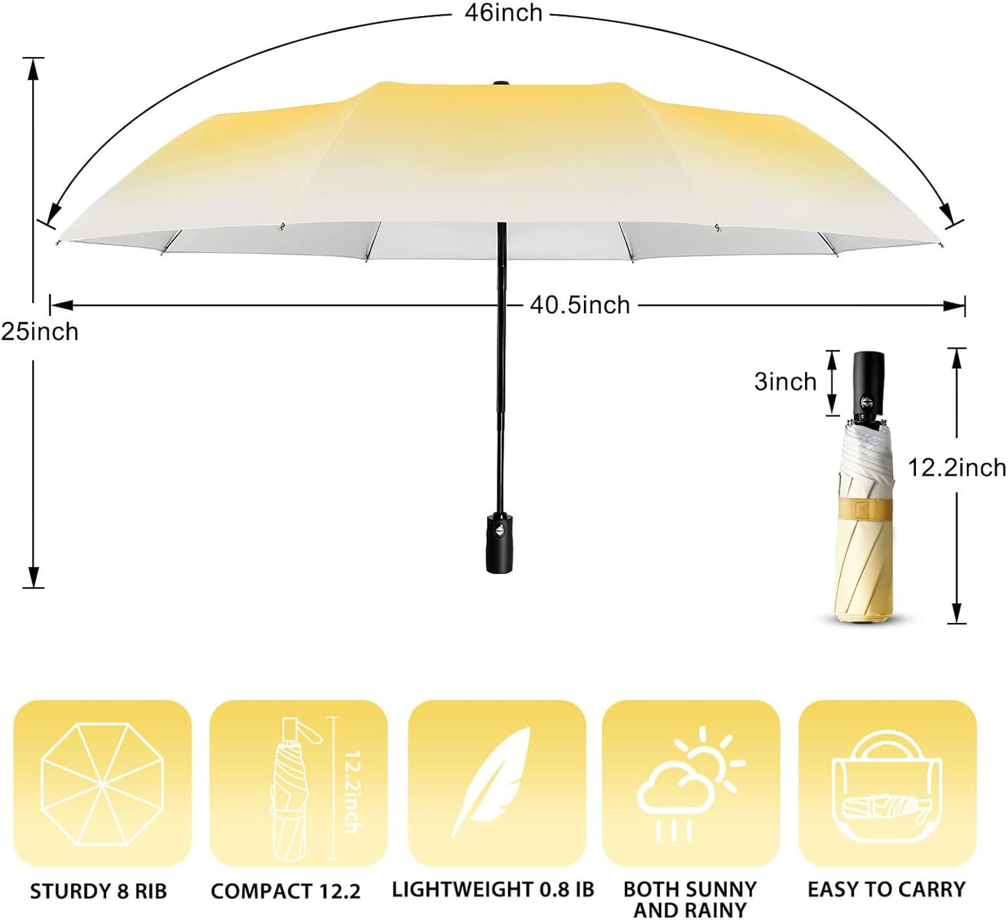 Lejorain Cute Women Sun Umbrella - Automatic Folding UV Protection Lightweight Umbrella Compact Travel Fashion Pretty Collapsible Golf Rain Umbrellas for Women