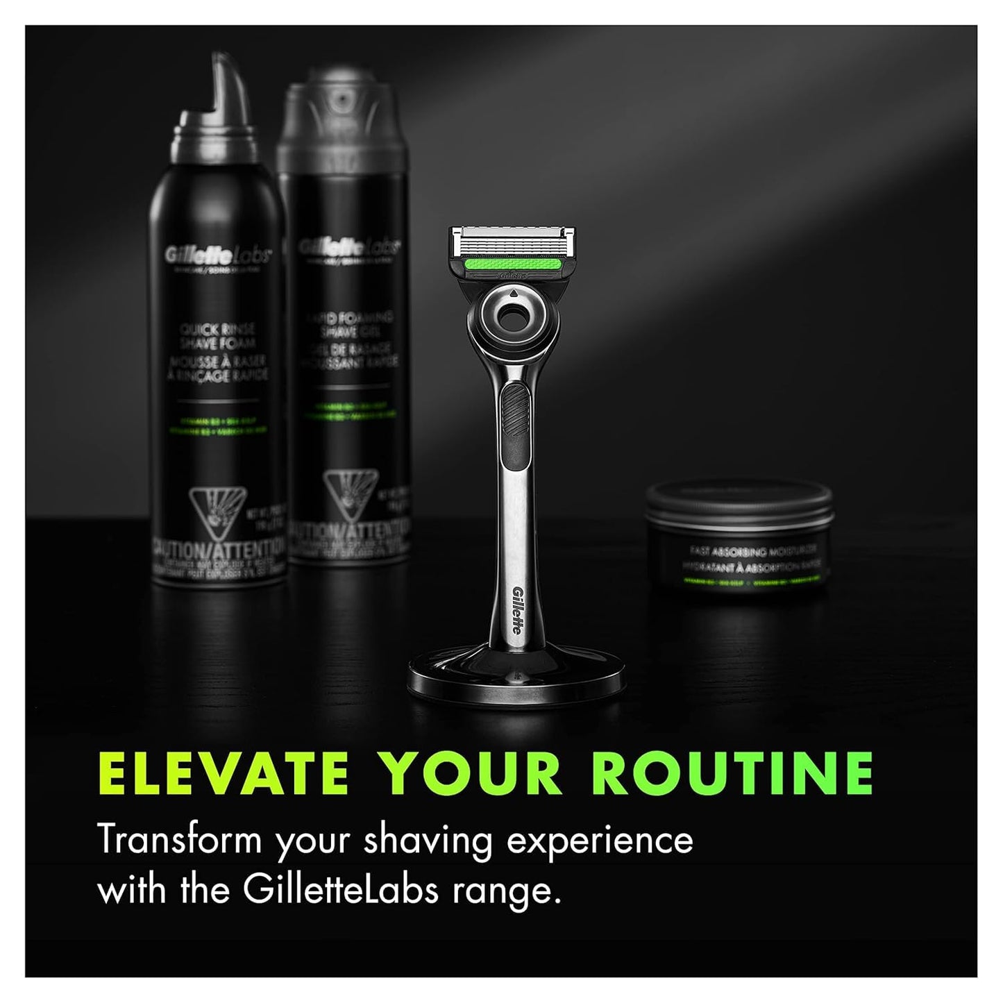 Gillette Labs Mens Razor with Exfoliating Bar, Shaving Kit for Men, Includes 1 Handle, 2 Razor Blade Refills, 1 Premium Magnetic Stand