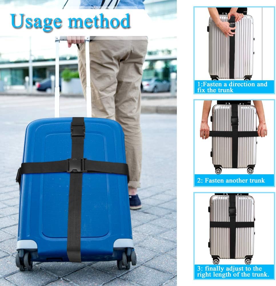 2Pcs Luggage Straps for Suitcase Travel Accessories TSA Approved, 80In Long Belts to Keep Your