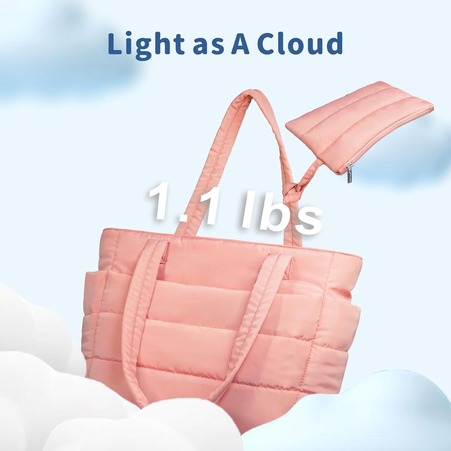 TOPDesign Puffer Tote Bag for Women, Lightweight Puffy Handbag with Compartments, Quilted Shoulder Bag for Work, Travel, Gym